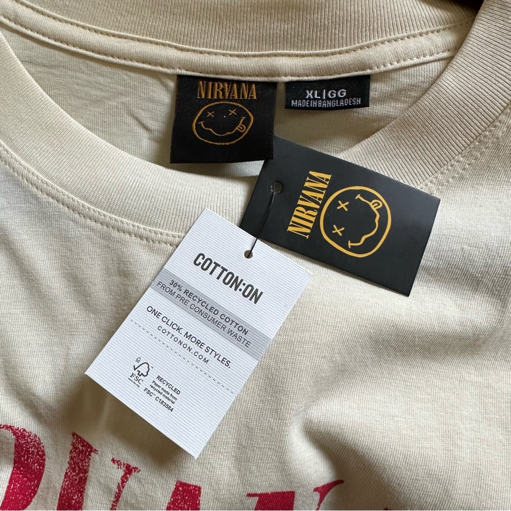 Nirvana In Utero Cream Unisex Short Sleeve XL T-Shirt Vintage Graphic Print NWT - Picture 4 of 8